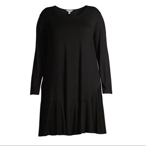 Terra and Sky🦋Plus Size Knit Peplum Dress|Black